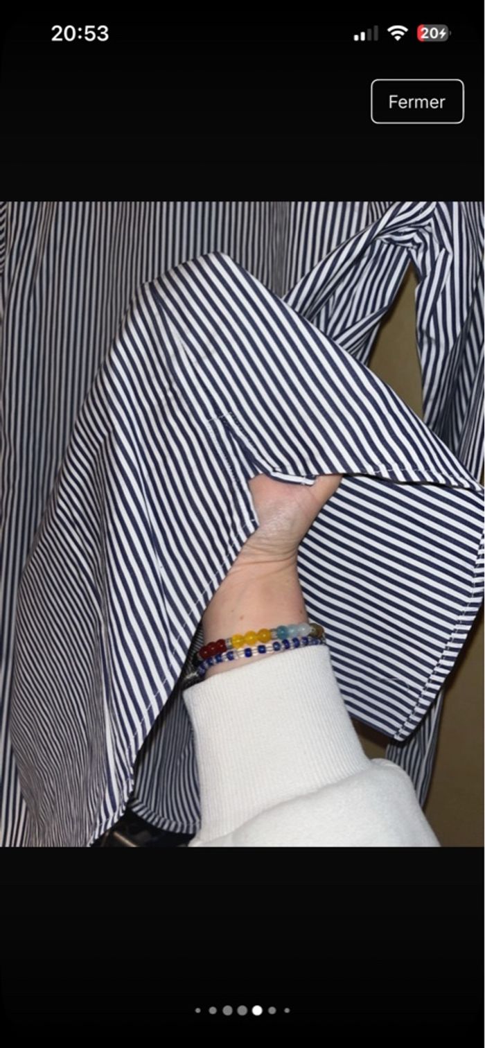 Chemise à bleu marine et blanche à rayures Sandro XS - photo numéro 6