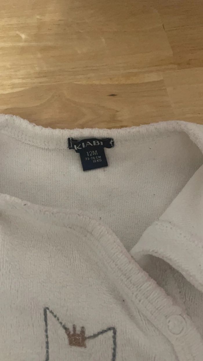 Pyjama velours blanc étoiles dorées 12 mois - photo numéro 5