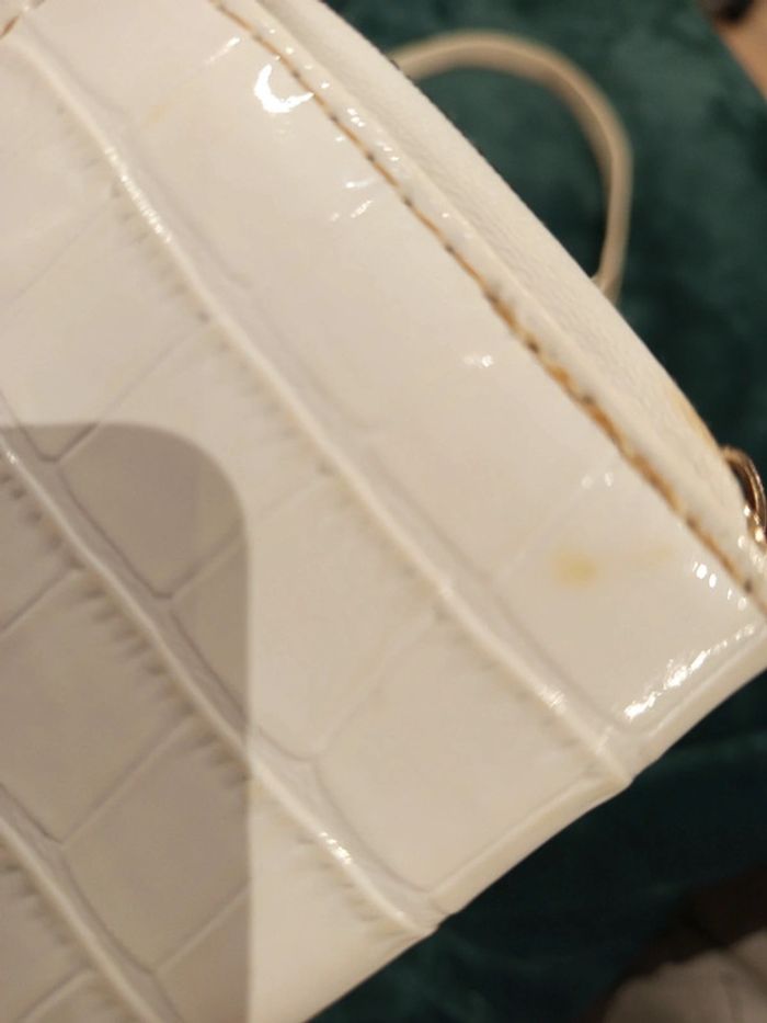 🔝 Lot sac à main et portefeuille porte-monnaie Shein blanc et doré effet croco - photo numéro 11