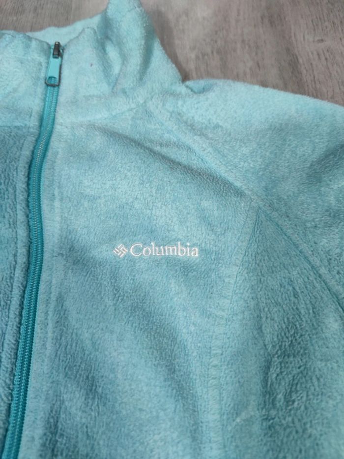 Veste Polaire Columbia Bleu Clair Logo Brodé Taille S Femme - photo numéro 3