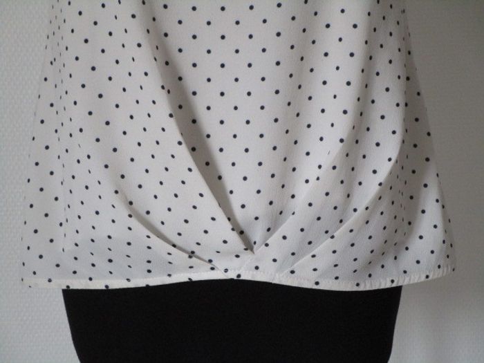 Blouse crème pois marine Nina Kalio 36 TBE - photo numéro 4