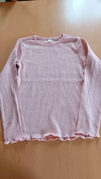 Haut manches longues côtelé rose pâle