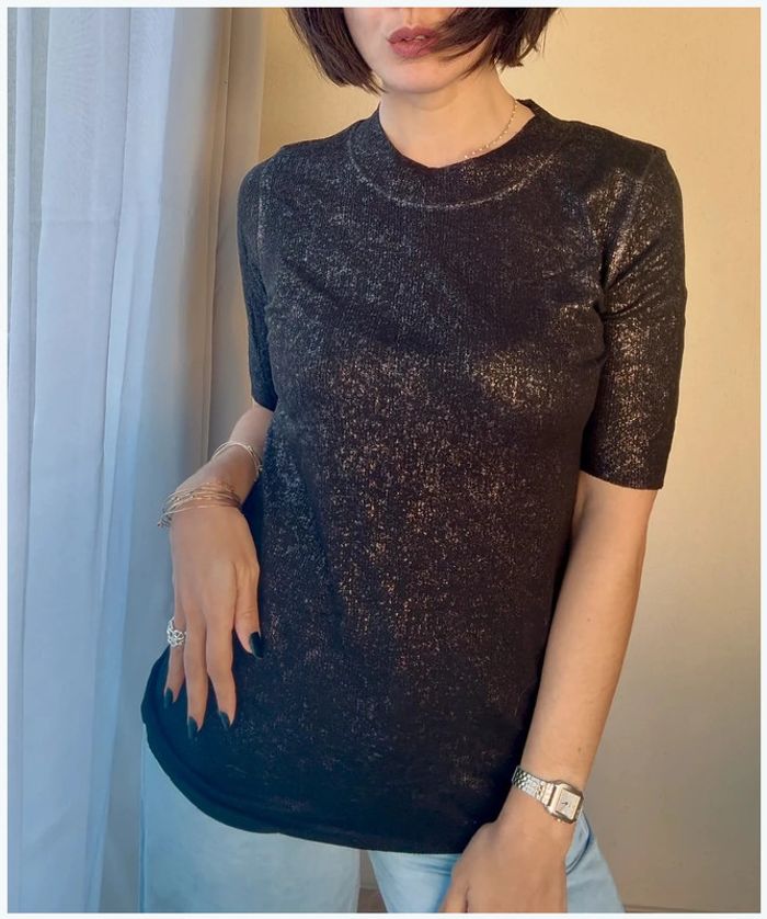 Haut Zara noir et bronze taille S très bon état