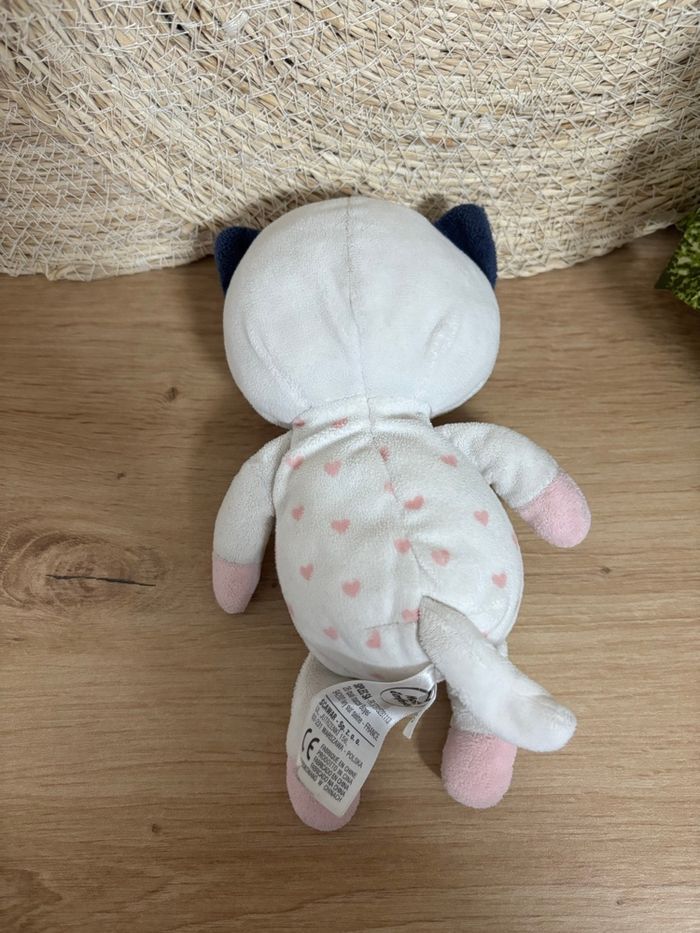 Doudou chat rose blanc des petits câlins mots d enfants - photo numéro 3