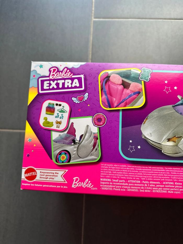 Barbie Extra Cabriolet argenté, Voiture pour poupée, 2 Places, Intérieur Rose - photo numéro 4