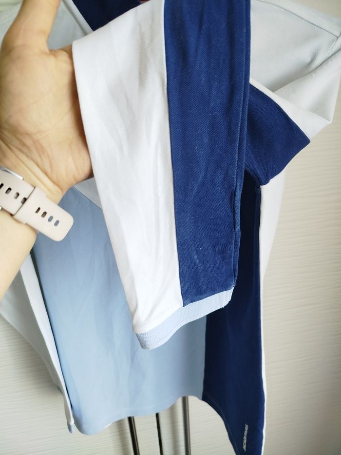 Haut polo manches longues garçon blanc bleu Jacadi 10 ans - photo numéro 5