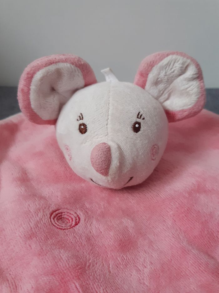 Doudou plat sucre d'orge rose avec une souris - photo numéro 3