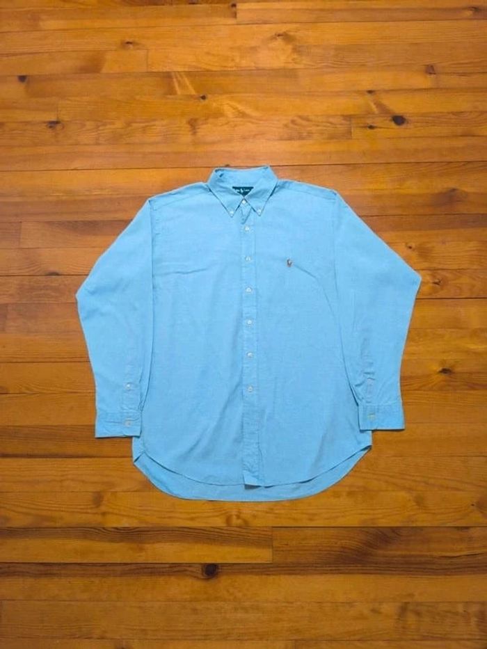 Chemise à manches longues - Ralph Lauren - Yarmouth - Logo brodé premium - Bleu ciel - Taille XXL - photo numéro 3