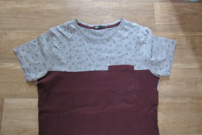 TEE SHIRT MC GRIS ET BORDEAUX "BIZZBEE" - TAILLE XS - n°09 - photo numéro 2