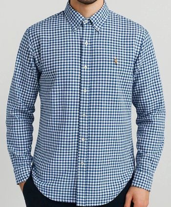 Chemise Ralph Lauren à carreaux bleus et blancs – Taille XL (convient aux gabarits larges)