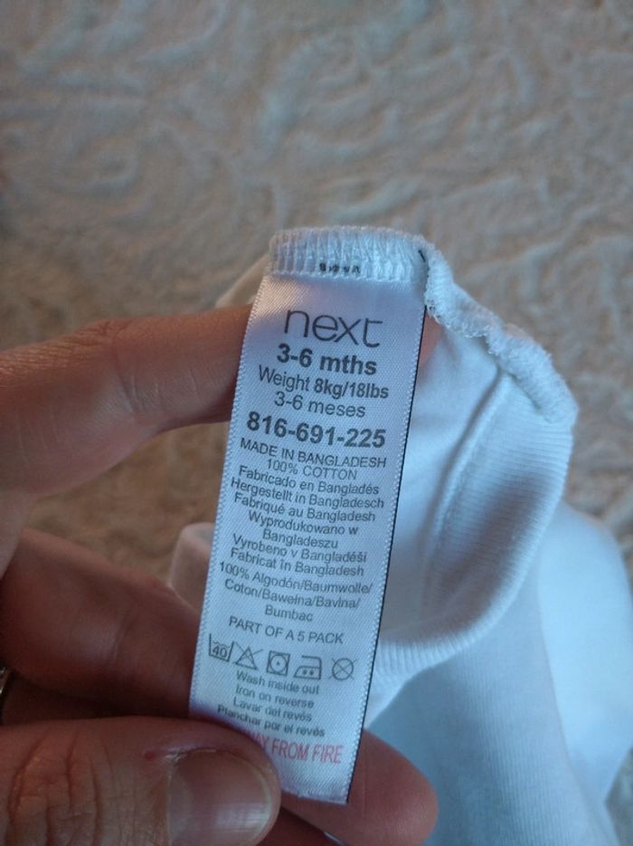 Lot de 2 bodies manches courtes Mixte 3/6 mois Next Baby 100% coton - photo numéro 6
