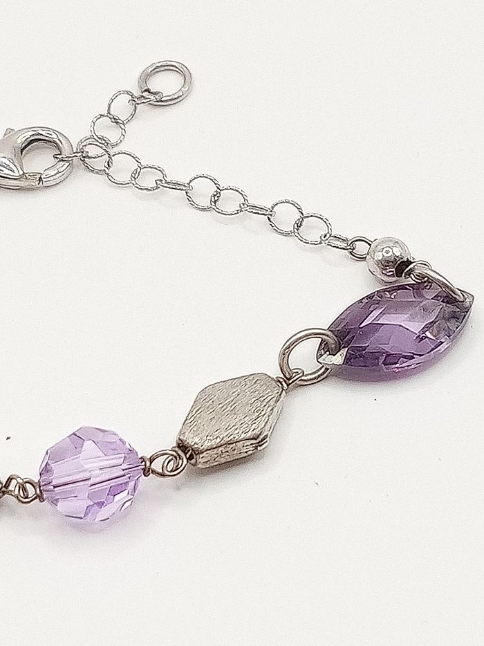 Bracciale donna argento 925 pietre viola misura fino a  20.5 cm - photo numéro 6