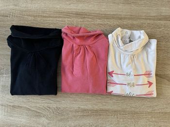 3 cols roulés fille rose et noir Tape à l'oeil