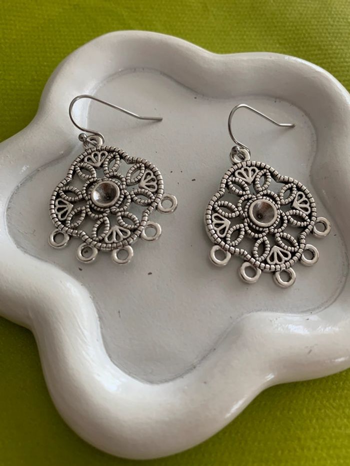 Boucles d’oreilles bohémiennes argentées en alliage de zinc - photo numéro 2