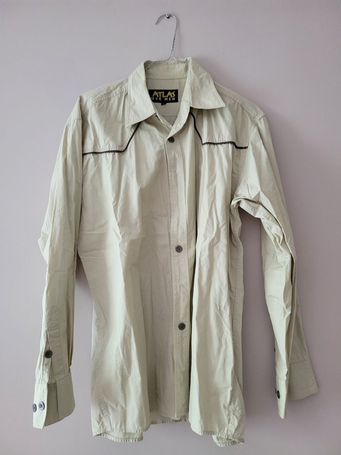 Chemise homme beige manches longues