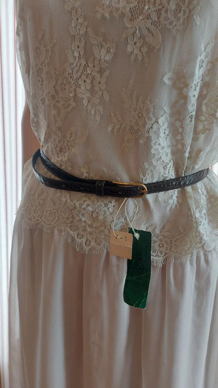 Ceinture en cuir serpent neuve marron 75cm - photo numéro 7