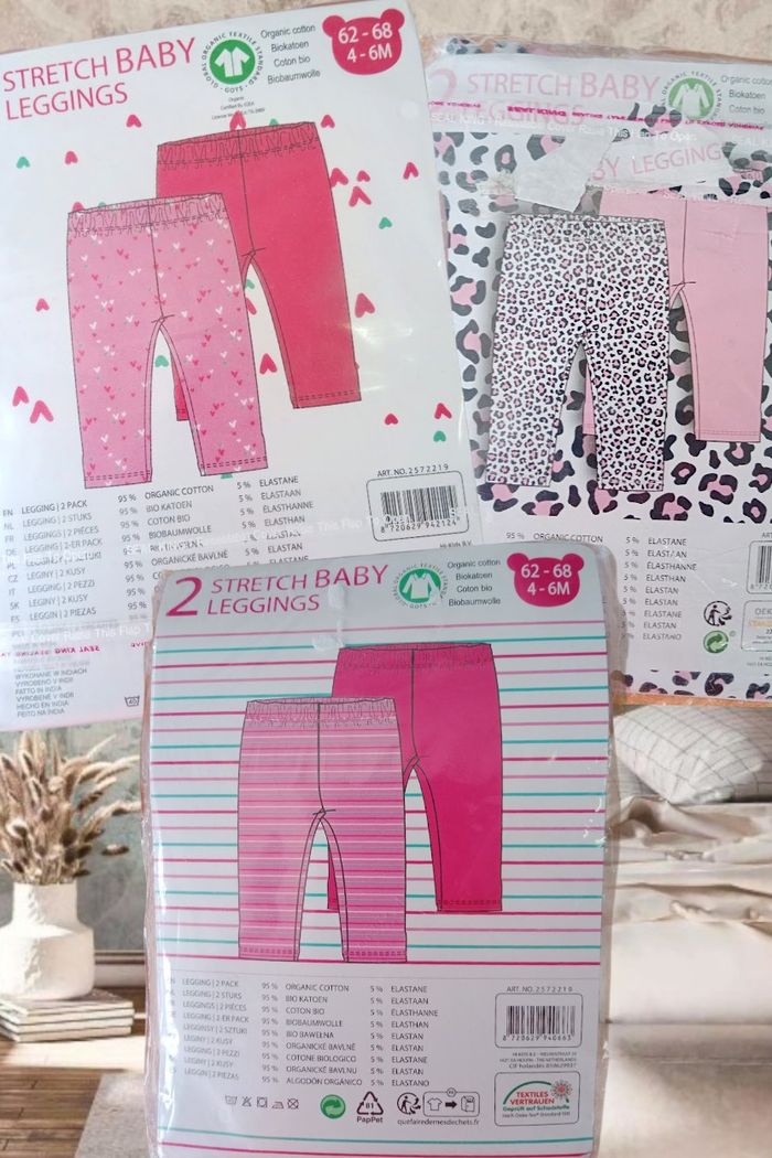 Lot de 6 leggings bébé filles en coton BIO -4-6 mois - photo numéro 2