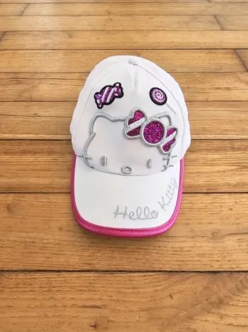 Casquette Hello Kitty Blanche et rose chat enfant 5 à 8 ans