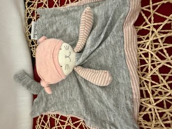Doudou plat Chat Moon gris rose Les Petits Dodos MOULIN ROTY