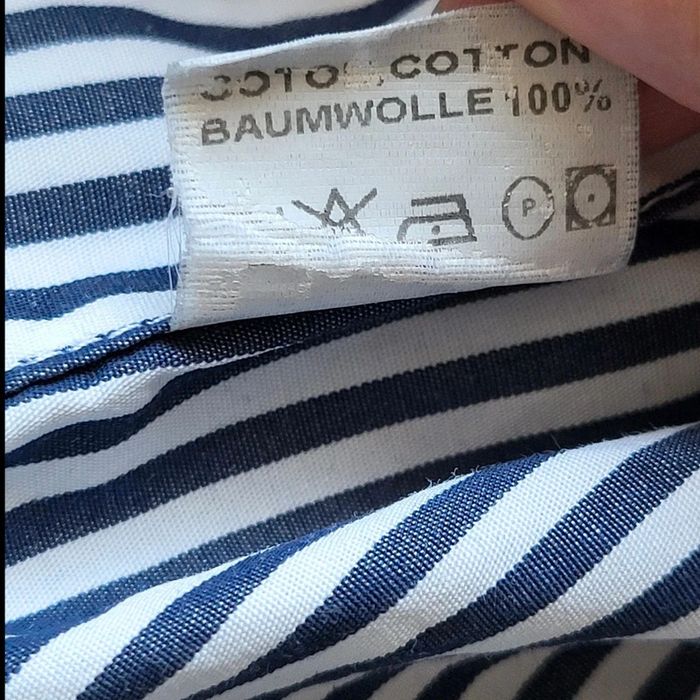 Chemise Balmain à rayures bleu marine – Taille 5/44 L – manches longues – logo brodé - photo numéro 12
