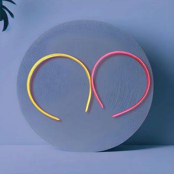 🌴 Lot de 2 serre tête jaune et rose