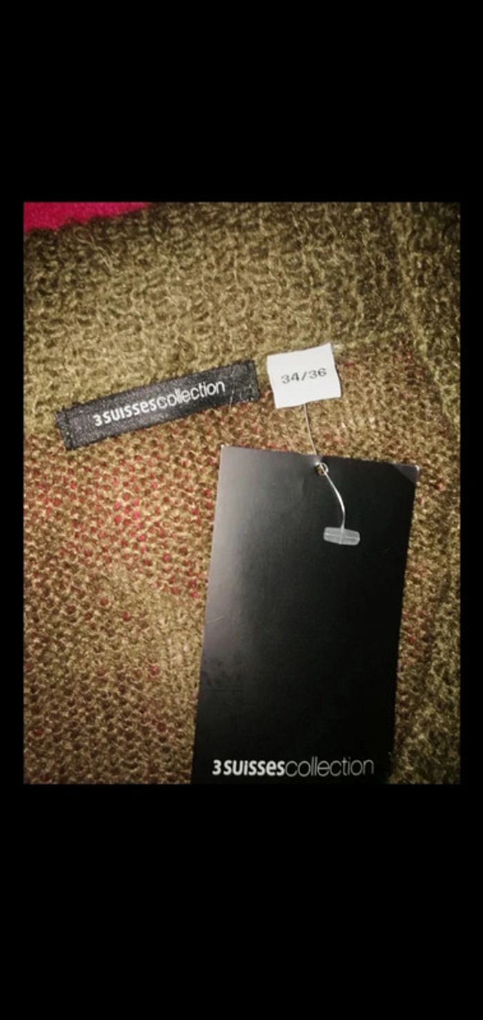 Pull fin kaki avec ceinture 3 Suisses 34/36 neuf - photo numéro 2