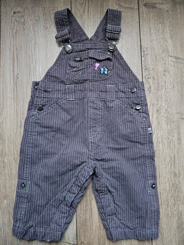 Salopette Sergent Major marron / violet 9 mois