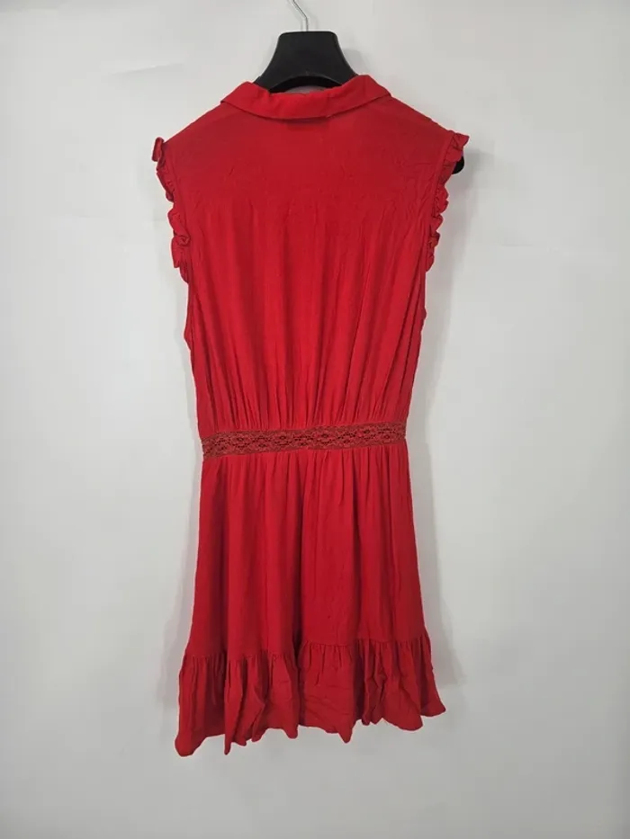 Robe rouge Calie Paris – Taille 40 – Style chemisier & dentelle – Neuve - photo numéro 5
