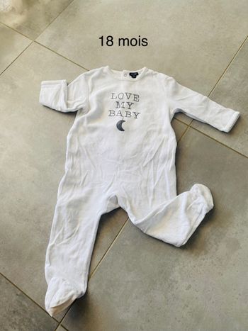 Pyjama 18 mois love my baby lune coloris blanc kiabi
