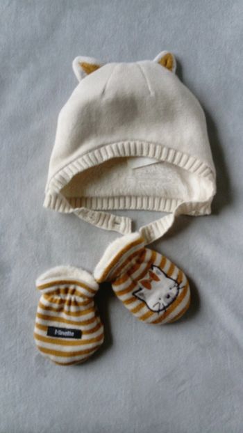 Bonnet + paire de moufles orchestra 3/6 mois