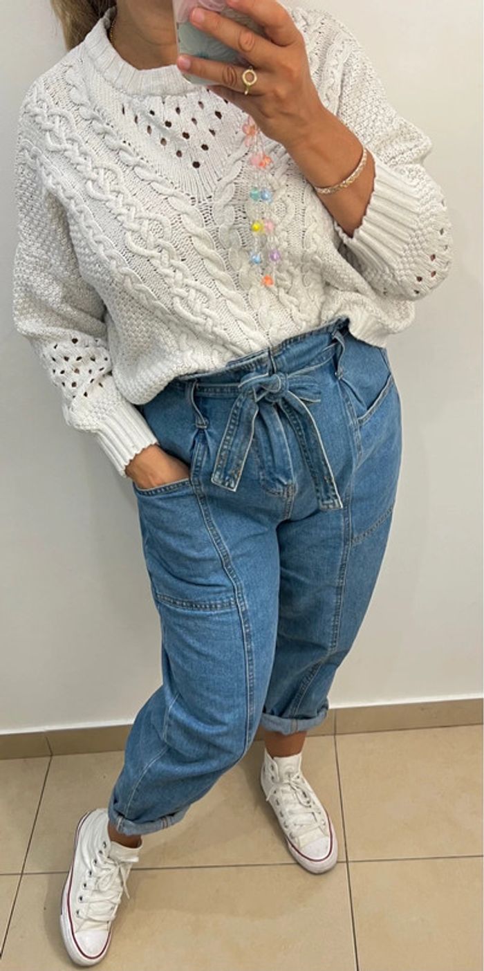 Petit Pull Court Maille Ajourée Taille M-L - photo numéro 2