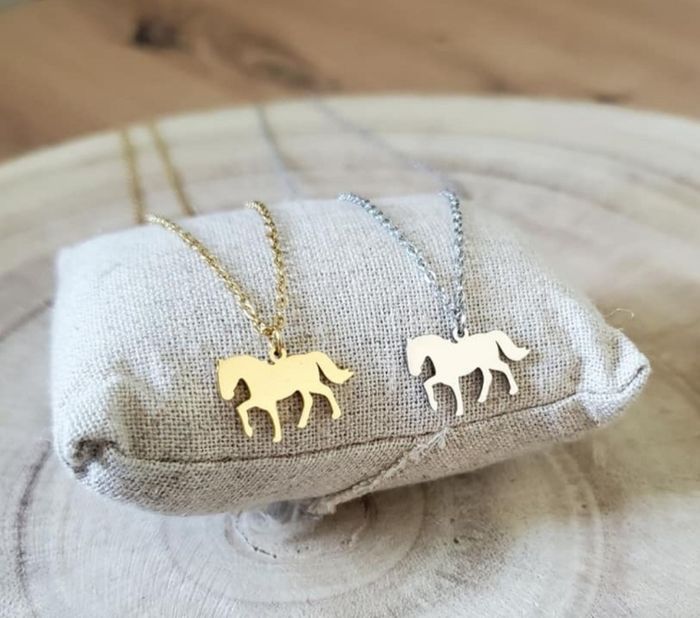 Collier cheval acier inoxydable Or - photo numéro 3