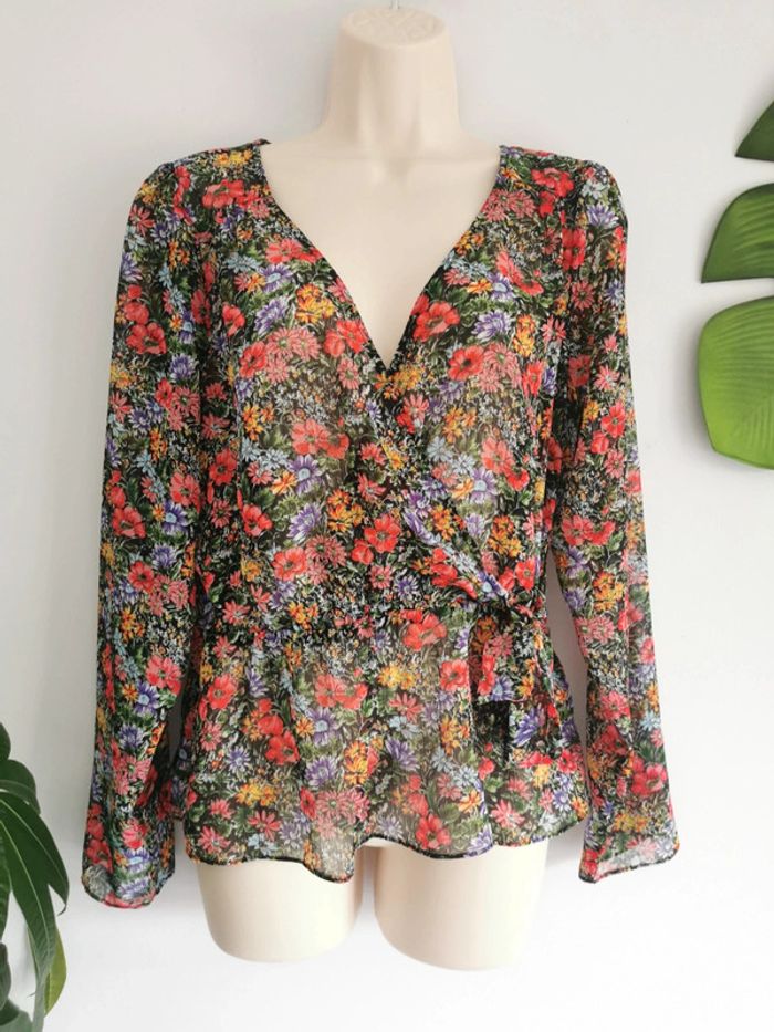 Blouse voile à imprimé fleuri multicolore Naf Naf Taille 38