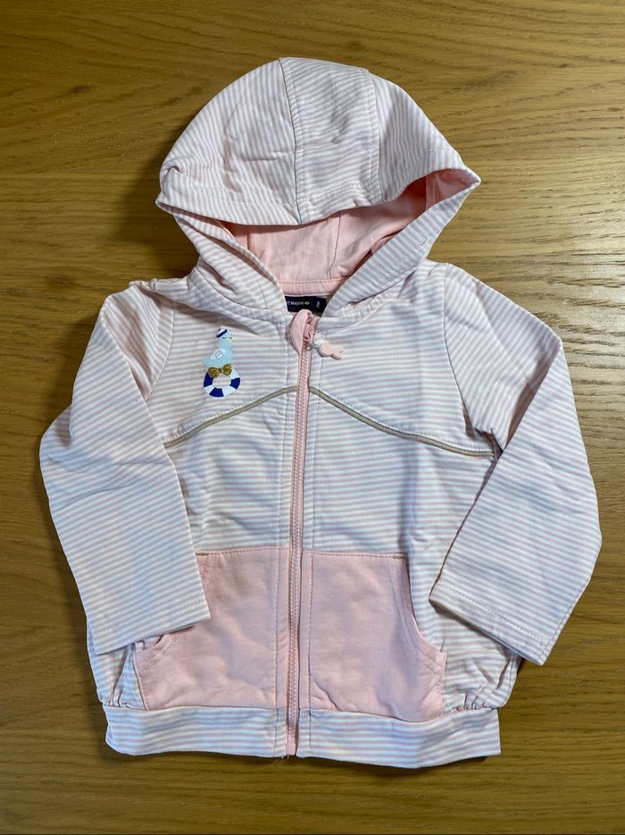 Sergent Major Sweat à capuche rose et blanc Taille 2 ans - photo numéro 2