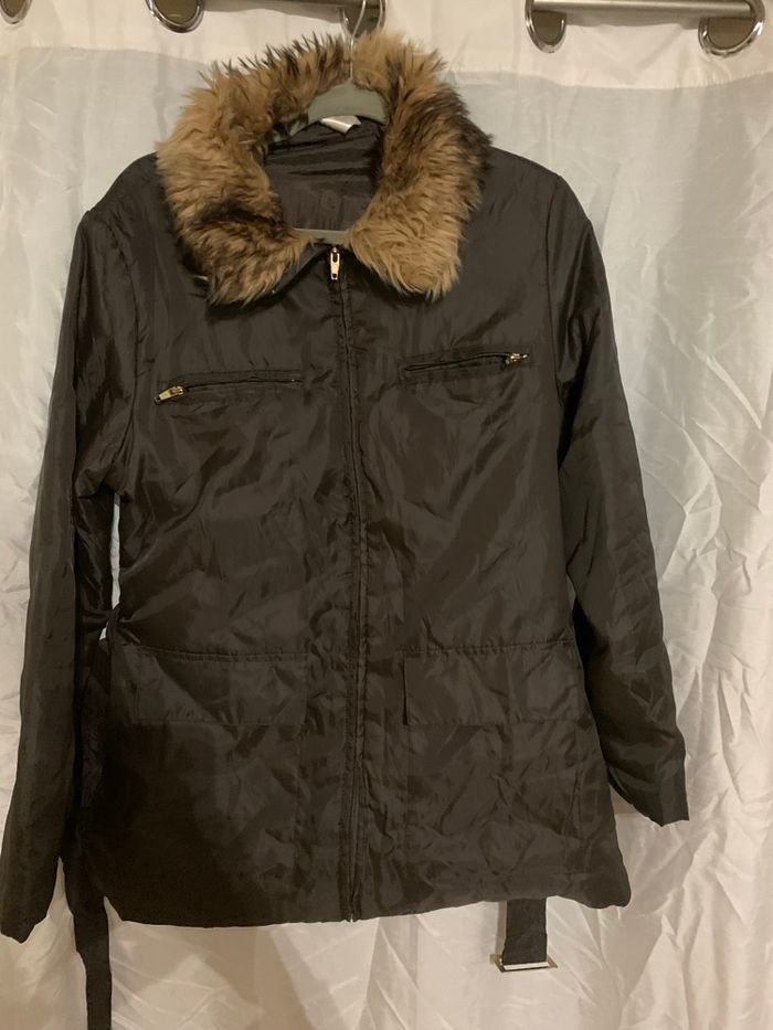 Blouson 3 suisses marron taille 42-44 mi saison tres bon état col détachable avec ceinture - photo numéro 9