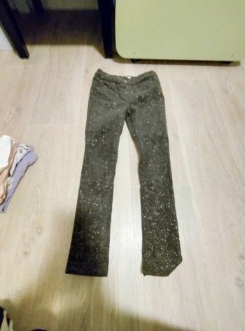 Pantalon velours gris à paillettes Du pareil au même