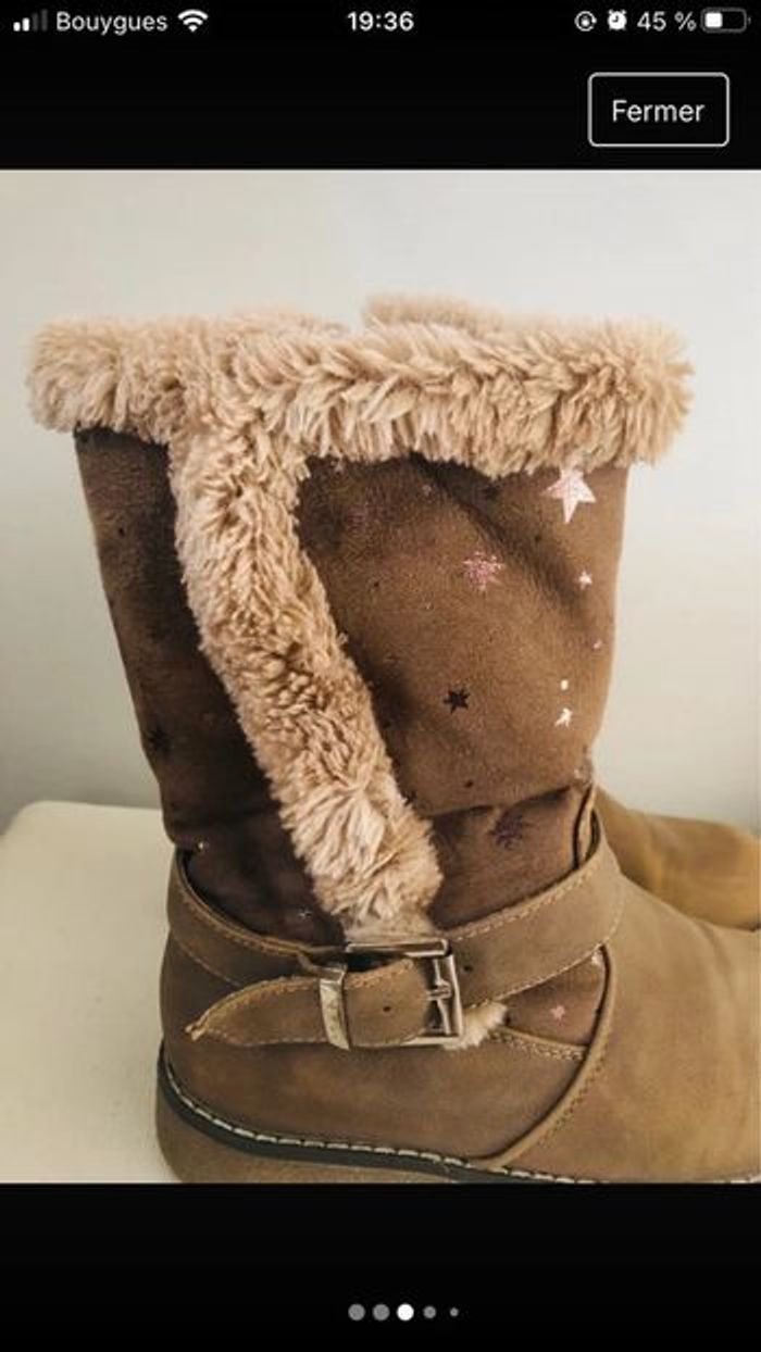 Paire de bottes enfant fille taille 34 fourrure bottines - photo numéro 3