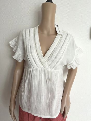 Blouse, chemisier, tunique blanc écru, 100 % coton taille S