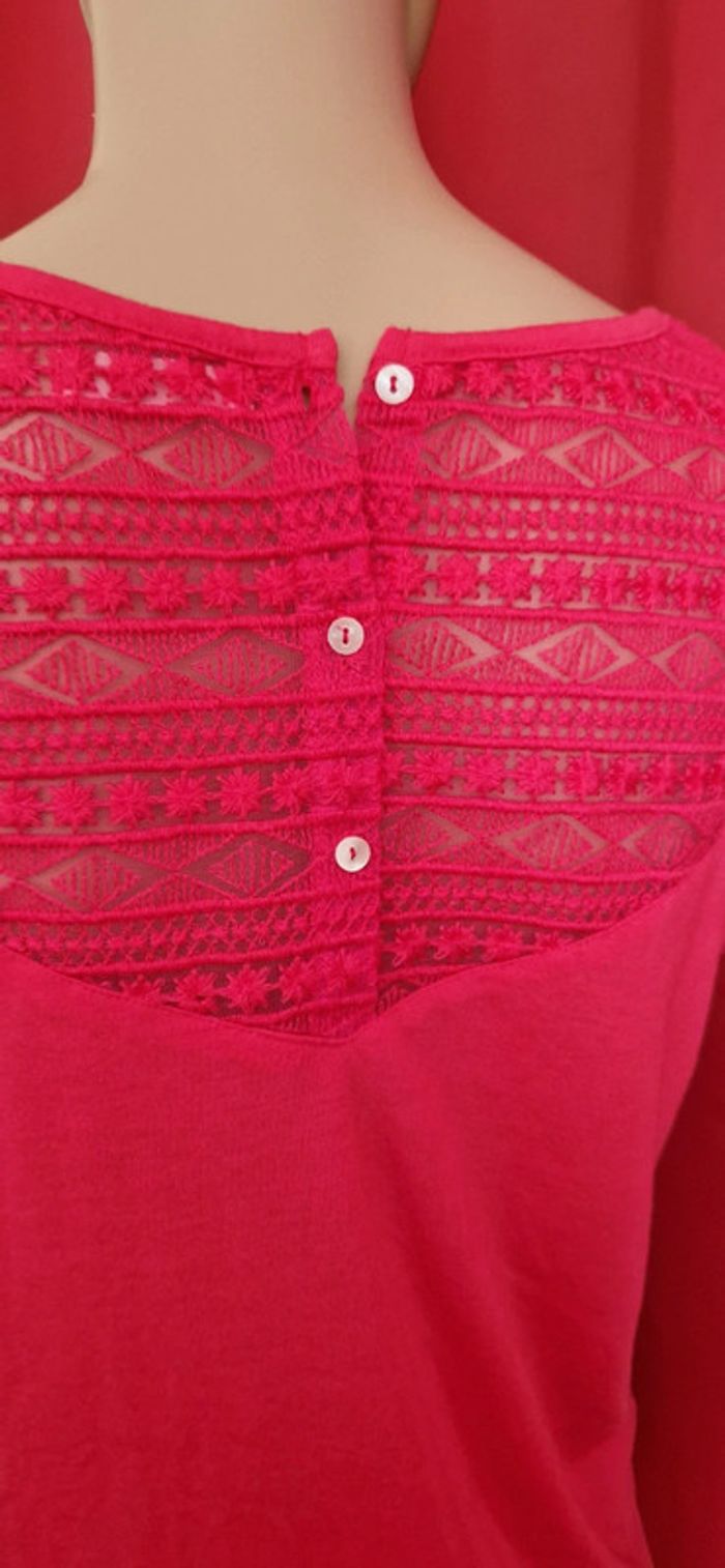 T-shirt rose col dentelle cache cache taille38 - photo numéro 2