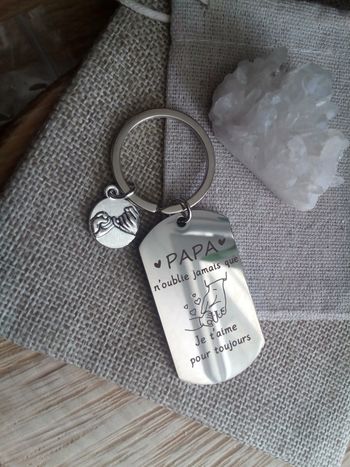 Porte clé Papa en acier inoxydable