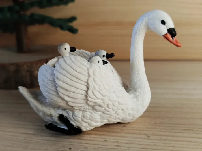 Figurine cygne blanc et ses bébés Animal de la campagne - photo numéro 2