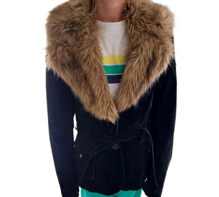 Veste en  daim  avec col fourrure amovible T38 - photo numéro 12
