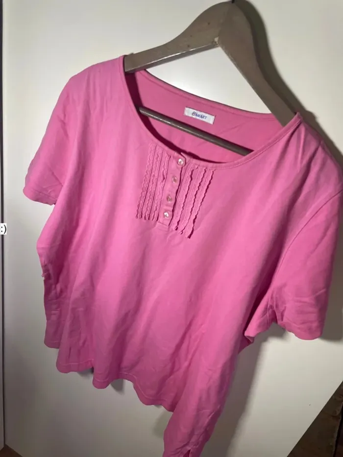 T shirt femme rose en coton taille 50 ou 52 / damart - photo numéro 2
