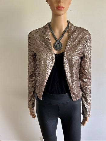 Veste courte dorée en sequins Etam taille française 36 jamais portée