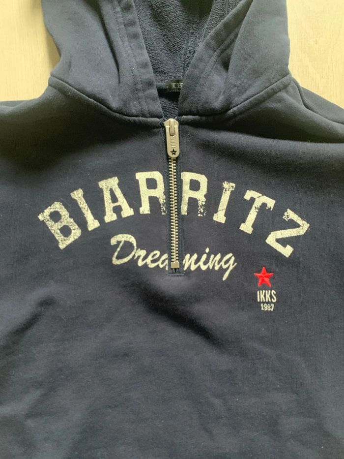 Robe marine à capuche en coton - IKKS - 8 ans - neuve sans étiquette - photo numéro 2