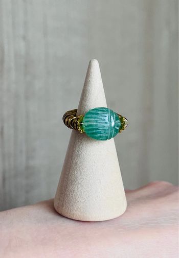 Bague amulette scarabée Aventurine