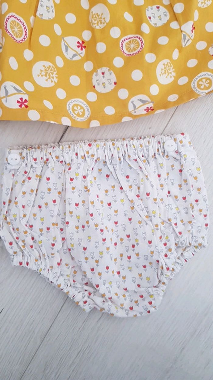 Ensemble robe et bloomer été fille 1mois sergent major neuf - photo numéro 3
