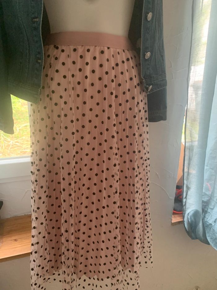 Jupe longue tulle rose à pois taille L/XL - photo numéro 2