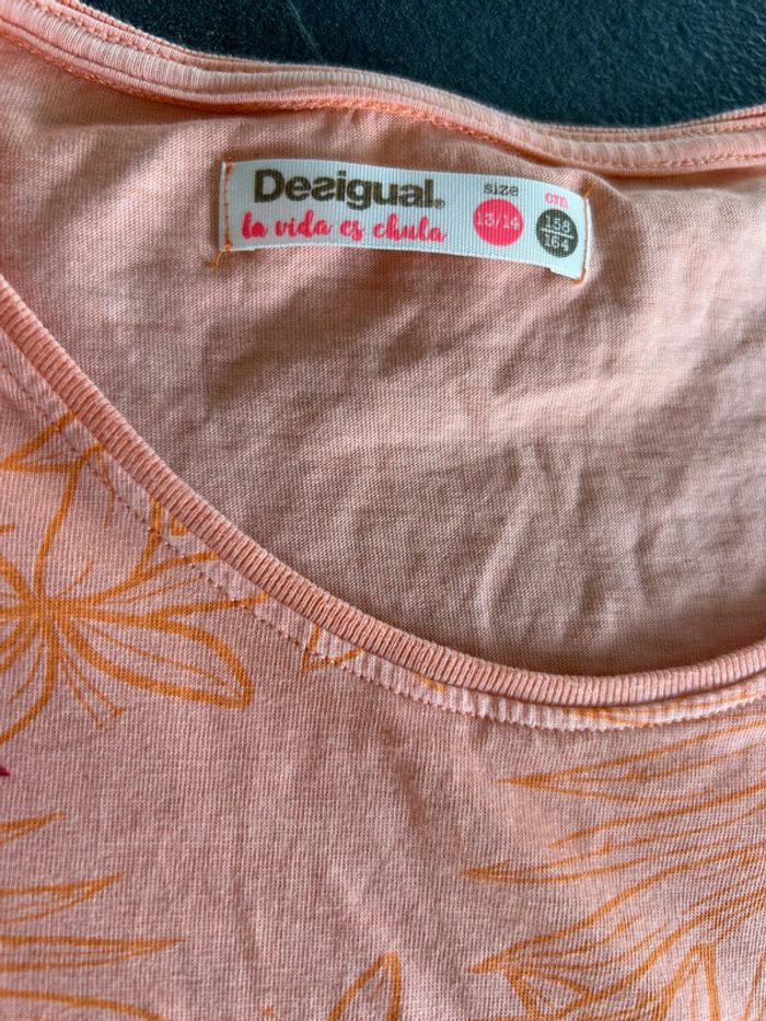 Teeshirt desigual orange à sequins - photo numéro 4
