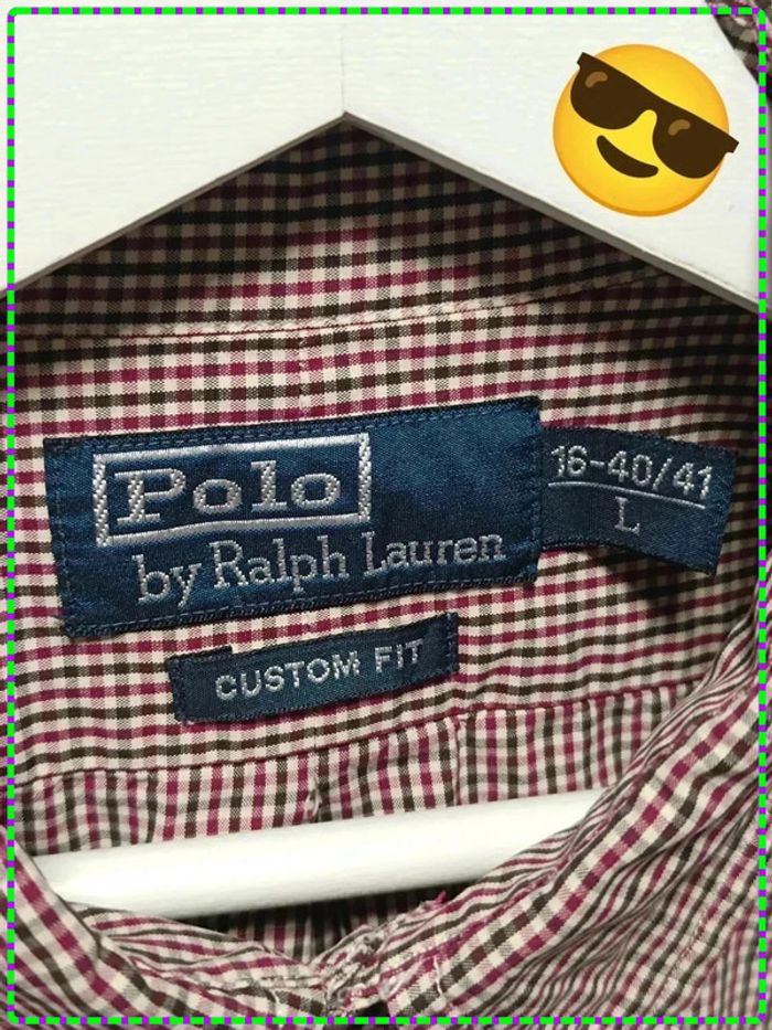 👔 Chemise Ralph Lauren Vichy Bordeaux & Marron – Taille L (16 - 40/41) - photo numéro 4